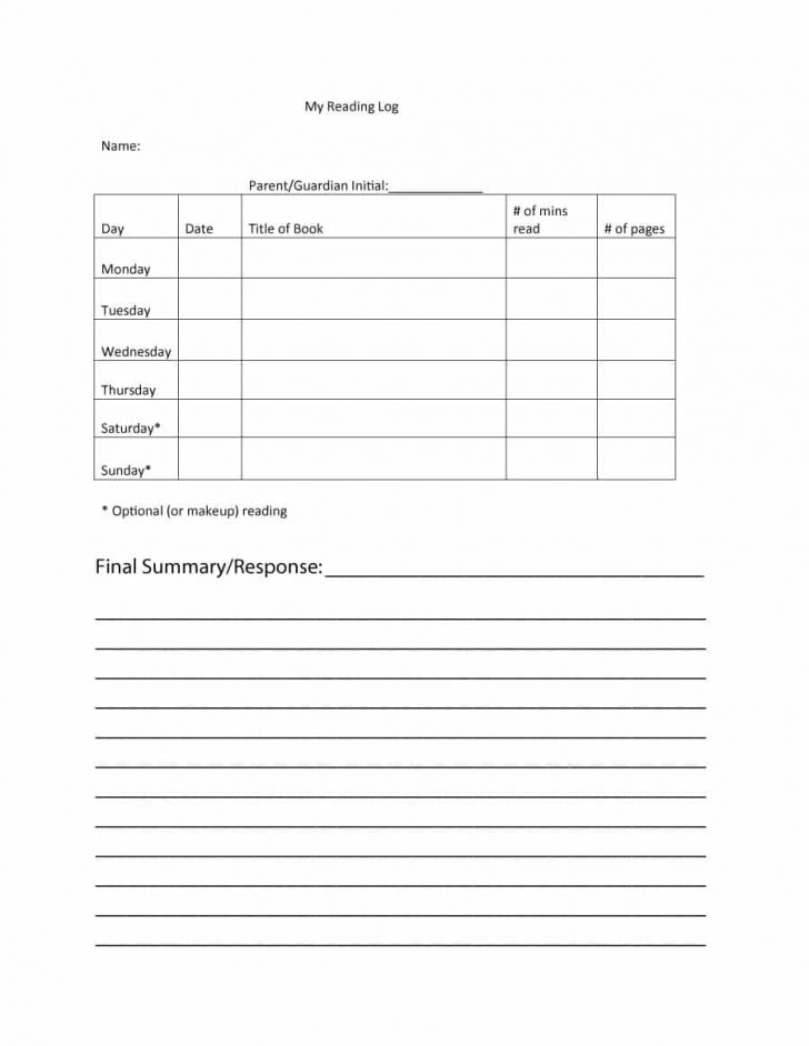 Free Printable Reading Logs For Children