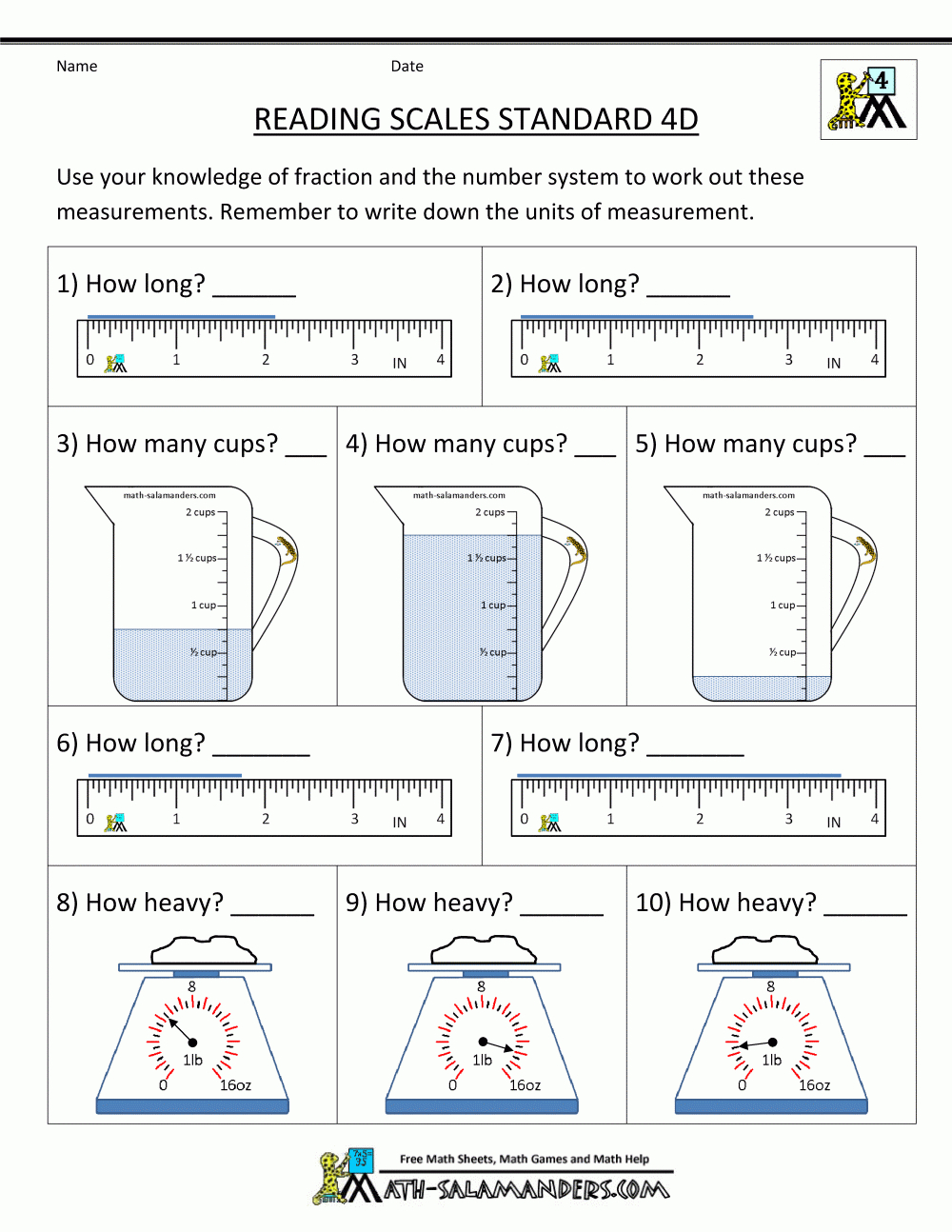 4Th Grade Measurement Worksheets - Free Printable Worksheets For 4Th Grade