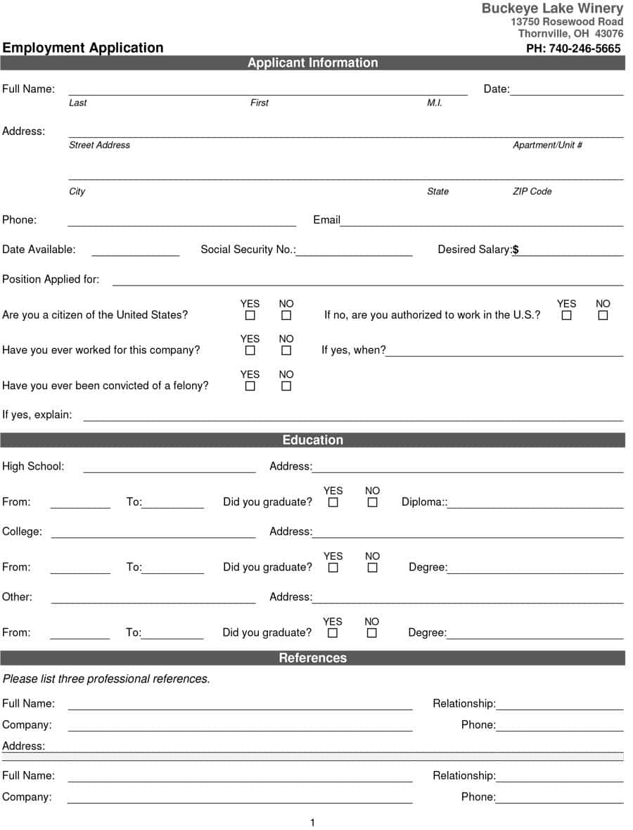 50 Free Employment / Job Application Form Templates [Printable] ᐅ - Free Online Printable Applications