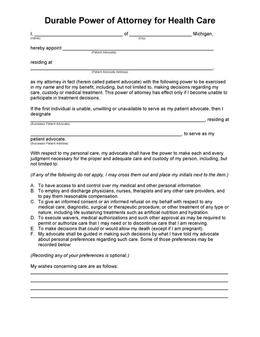 Free Printable Medical Power Of Attorney Free Printable