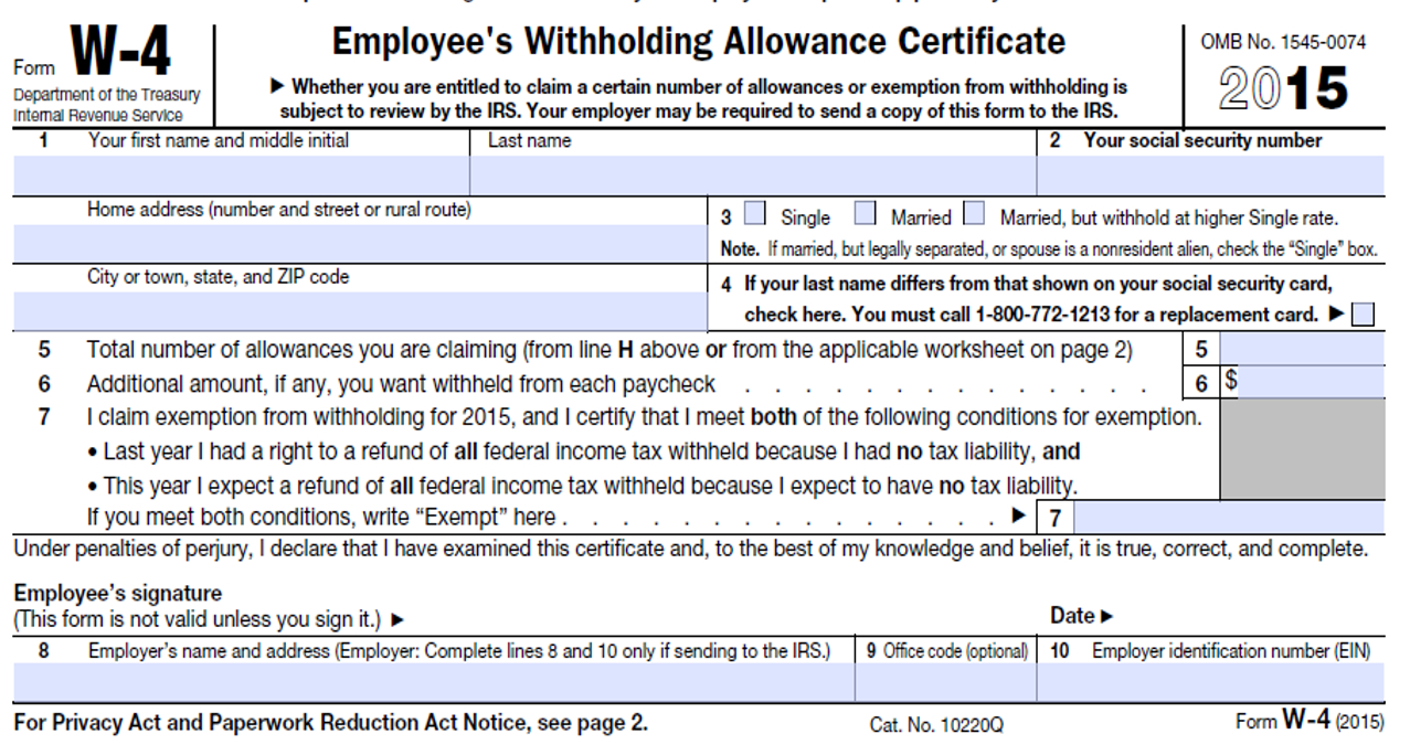 Federal W 4 Form Printable Printable Forms Free Online