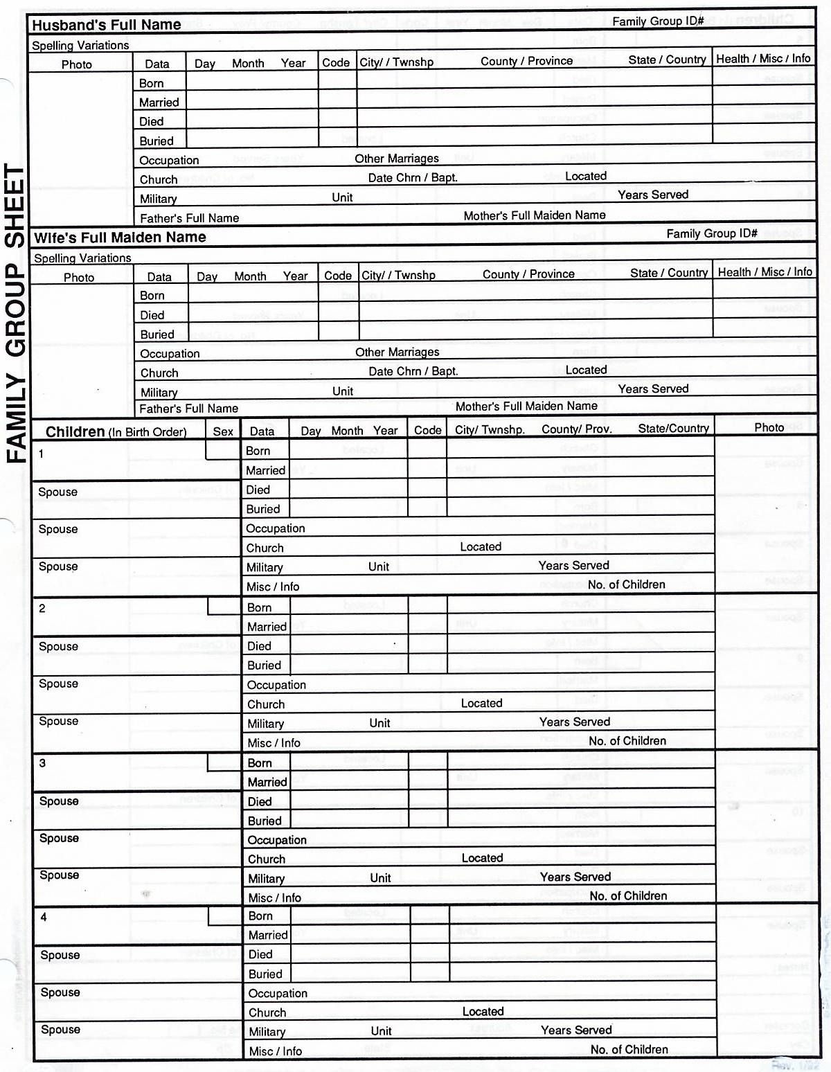 Free Printable Geneology Chart