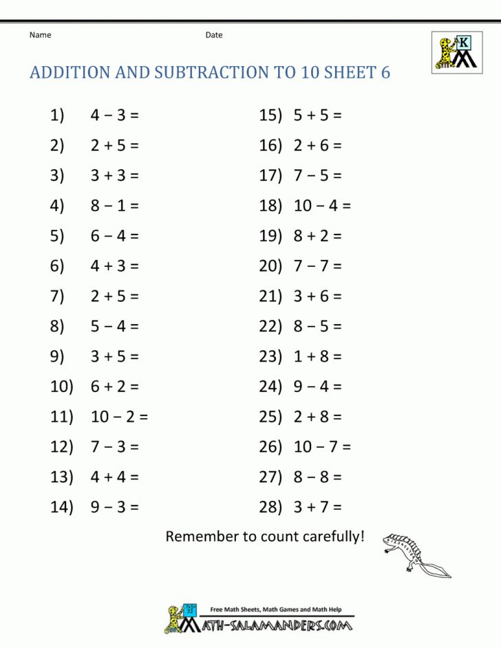 Free Printable Mixed Addition And Subtraction Worksheets