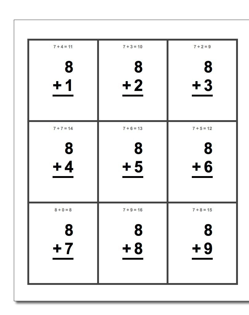 Addition Flashcards Printable Printable Word Searches