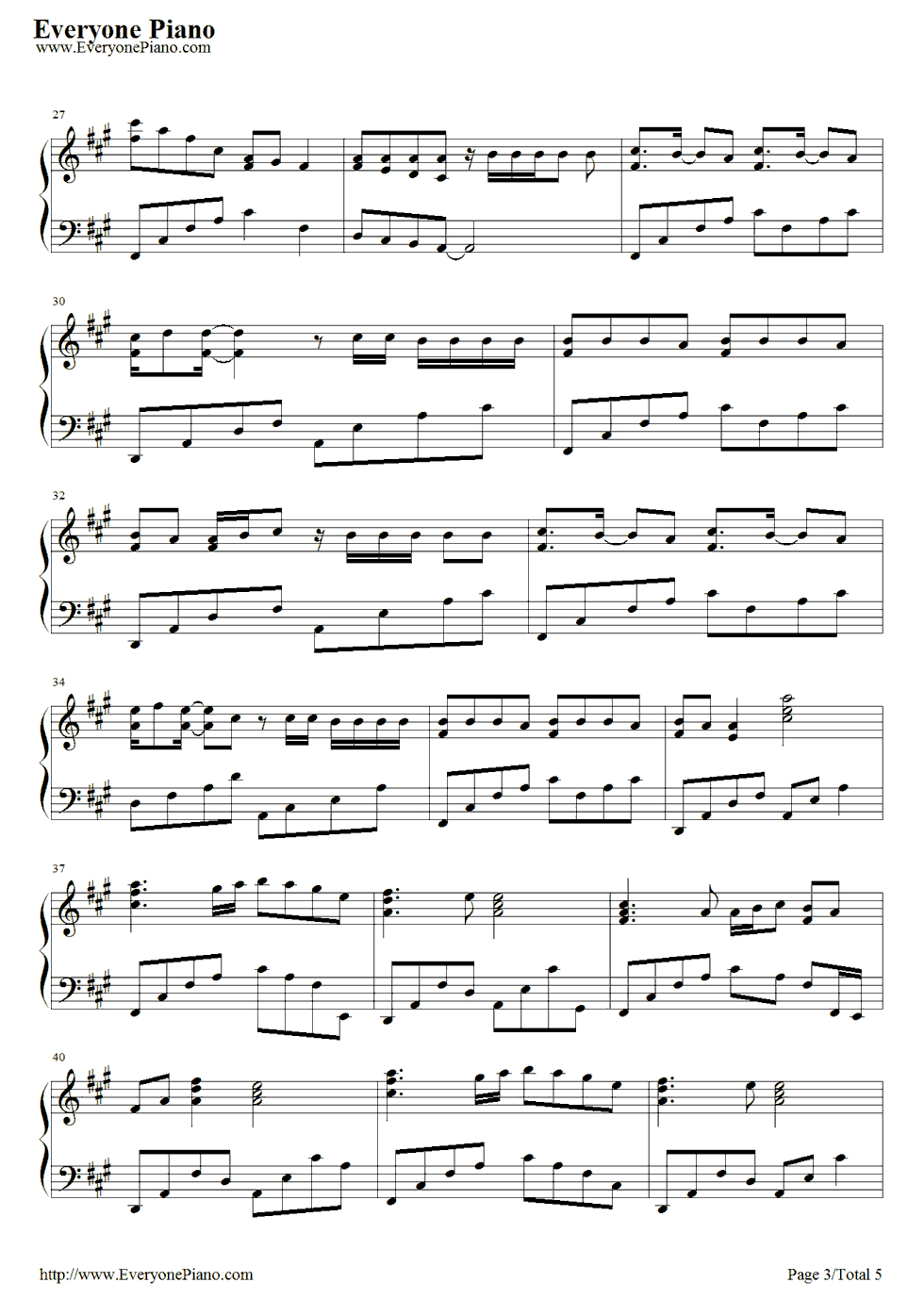 Airplanes-B.o.b. Feat. Hayley Williams Stave Preview 3 | Music - Airplanes Piano Sheet Music Free Printable