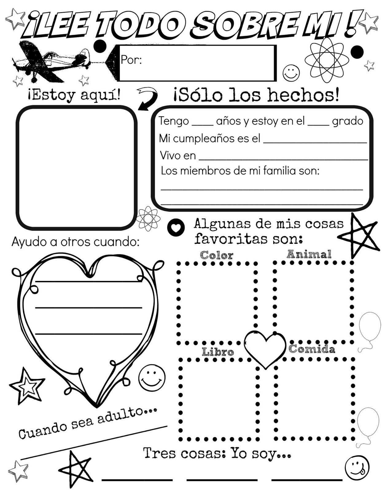 All About Me {Free Spanish Printable} | Discovering The World - Free Printable All About Me Worksheet