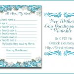 All About My Mom Questionnaire   Free Printable For Mother's Day   Free Printable Mother&#039;s Day Questionnaire