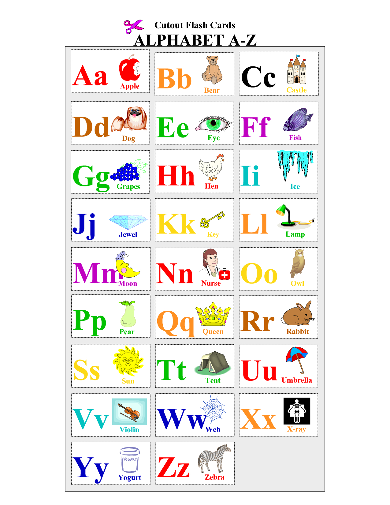 Alphabet-Flash-Cards-To-Print - Coloring Pages For Adults,coloring - Free Printable Alphabet Cards With Pictures