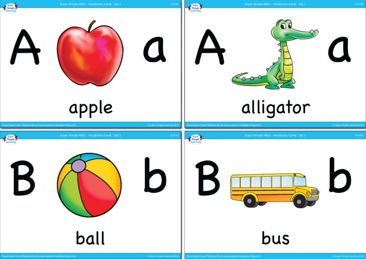 Alphabet Vocabulary Flashcards - Set 1 - Super Simple - Free Printable ...