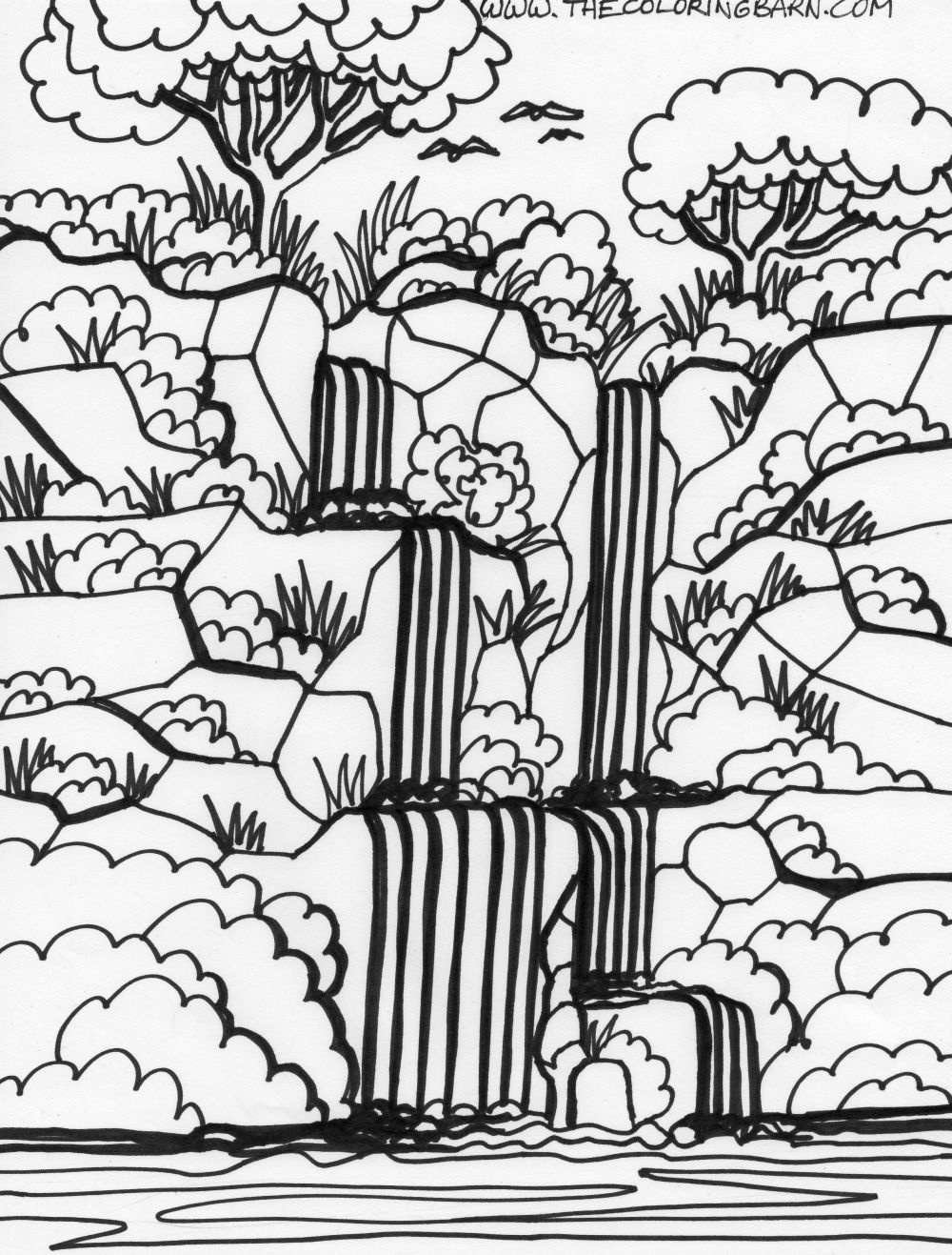 Amazon Rainforest Coloring Pages For Kids | Brazil Inspiration - Free Printable Waterfall Coloring Pages