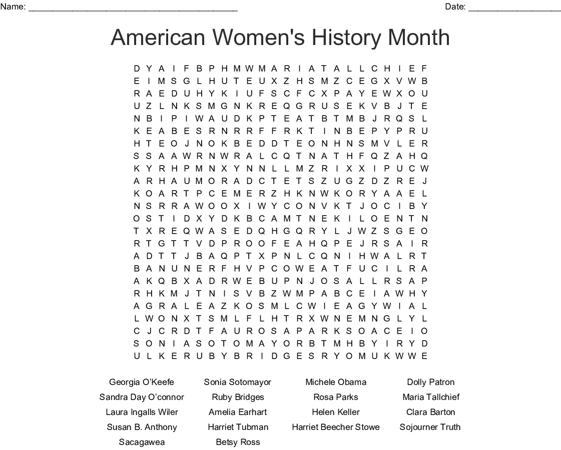 American Women&amp;#039;s History Month Word Search - Wordmint - Free Printable Black History Month Word Search