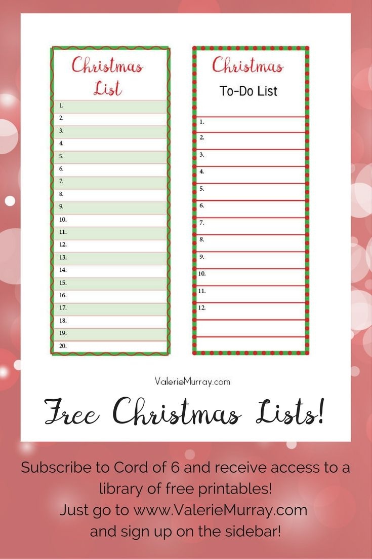 Are You A List Maker Here Are Some Free Christmas Lists Subscribe To - Free Printable Christmas List Maker