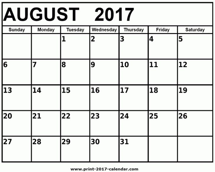 Free Printable August 2017