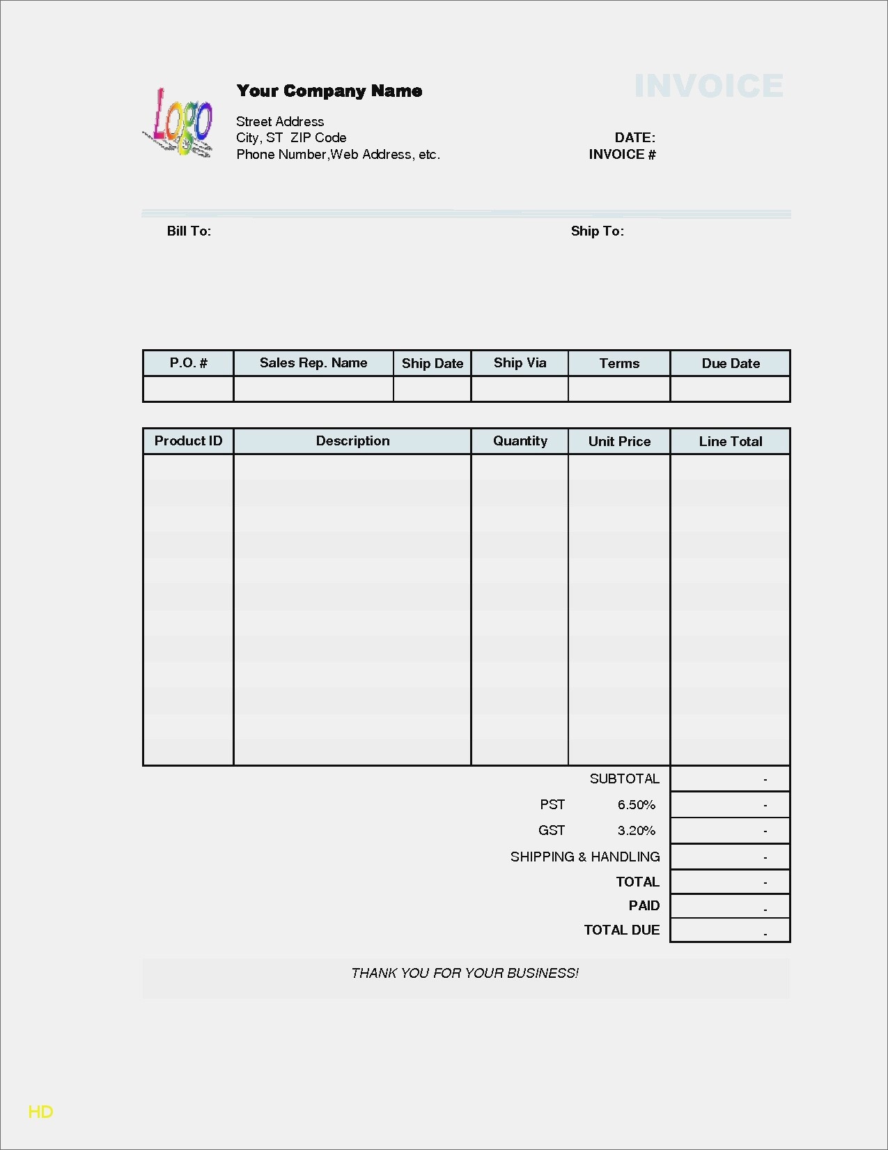 automotive repair free invoice