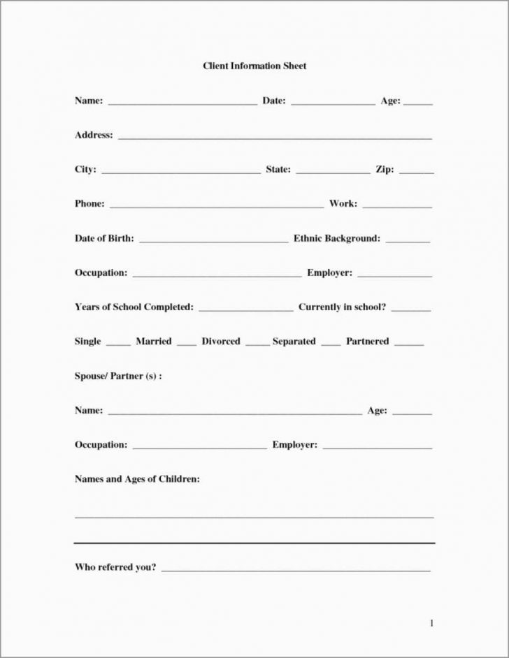 Free Printable Customer Information Sheets