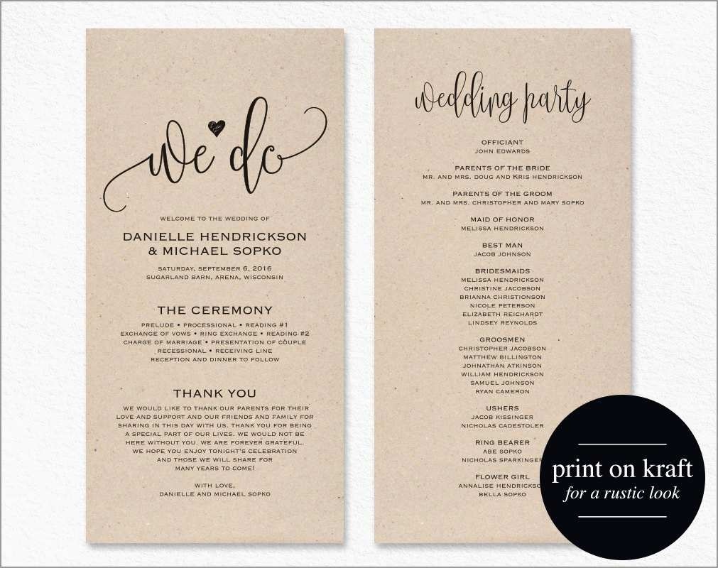 Awesome Free Printable Wedding Program Templates For Word | Best Of - Free Printable Wedding Program Templates