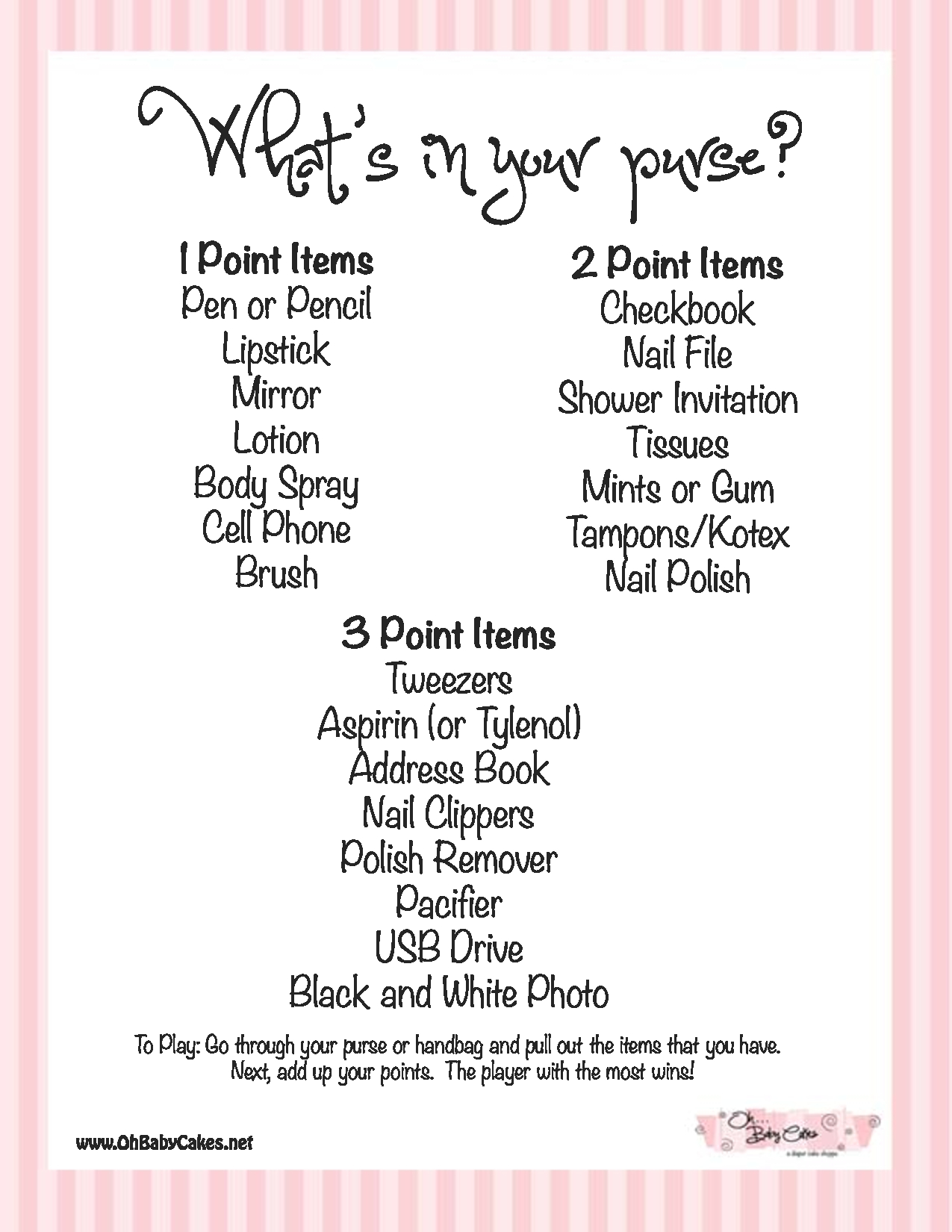 Baby Boy Shower Magnificent Free Printable Coed Baby Shower Games - Free Printable Baby Shower Games What&amp;#039;s In Your Purse