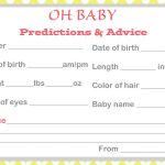 Baby Shower Baby Prediction Cards   Baby Prediction And Advice Cards Free Printable