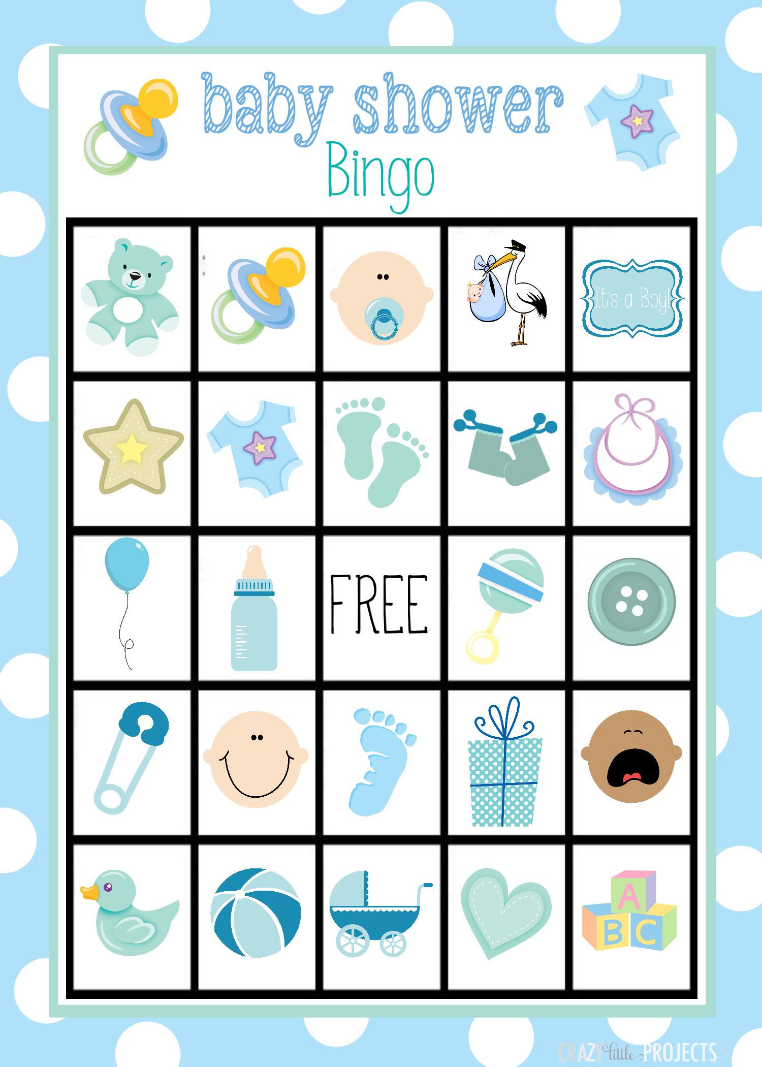 Baby Shower Bingo Cards - Free Printable Baby Boy Cards