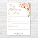 Baby Shower Prediction Card Printable Boho Baby Shower Games | Etsy   Free Mommy Advice Cards Printable