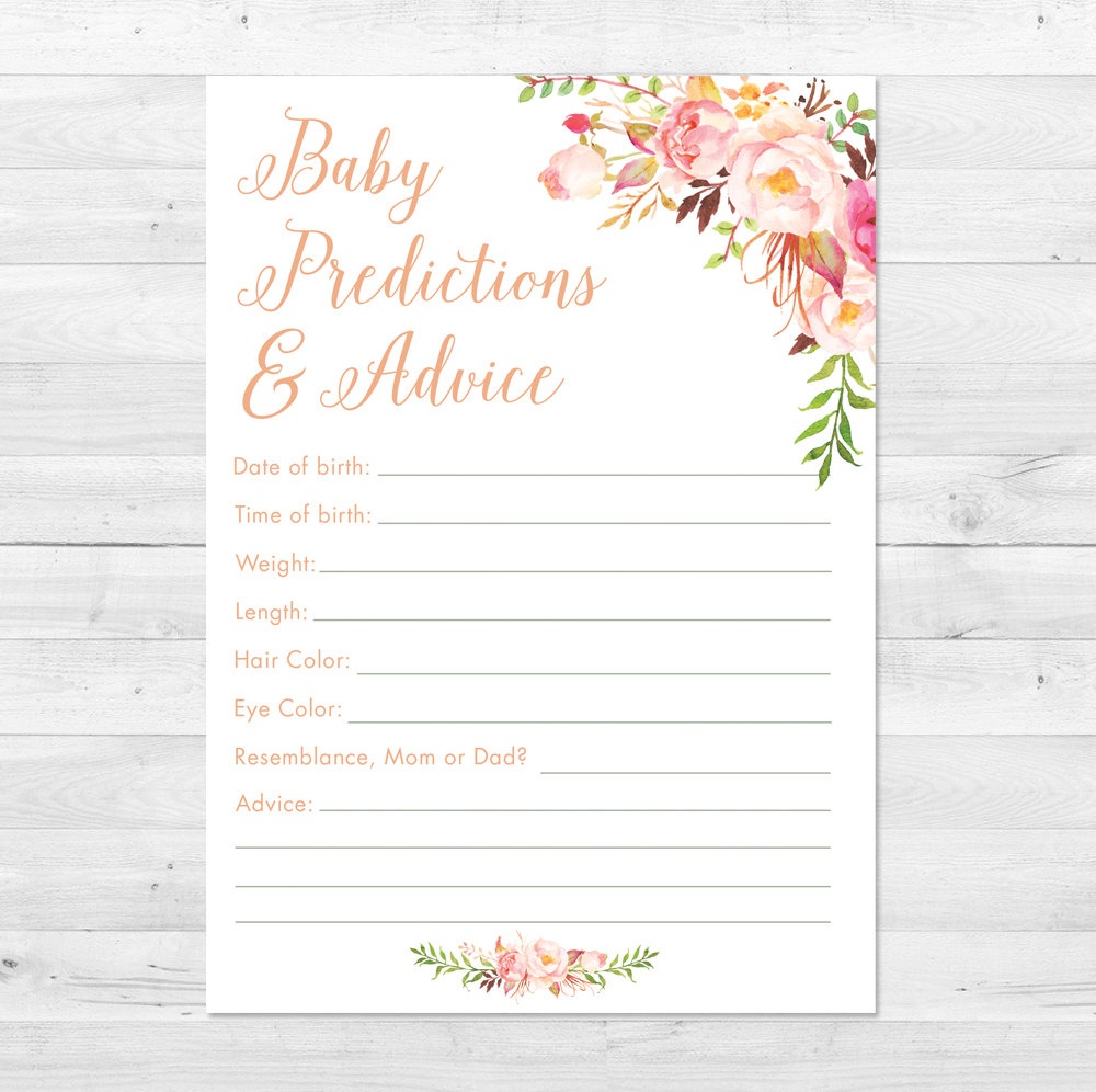 Baby Shower Prediction Card Printable Boho Baby Shower Games | Etsy - Free Mommy Advice Cards Printable