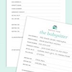 Babysitter Notes Free Printable | Print It Out | Babysitter Notes   Babysitter Notes Free Printable