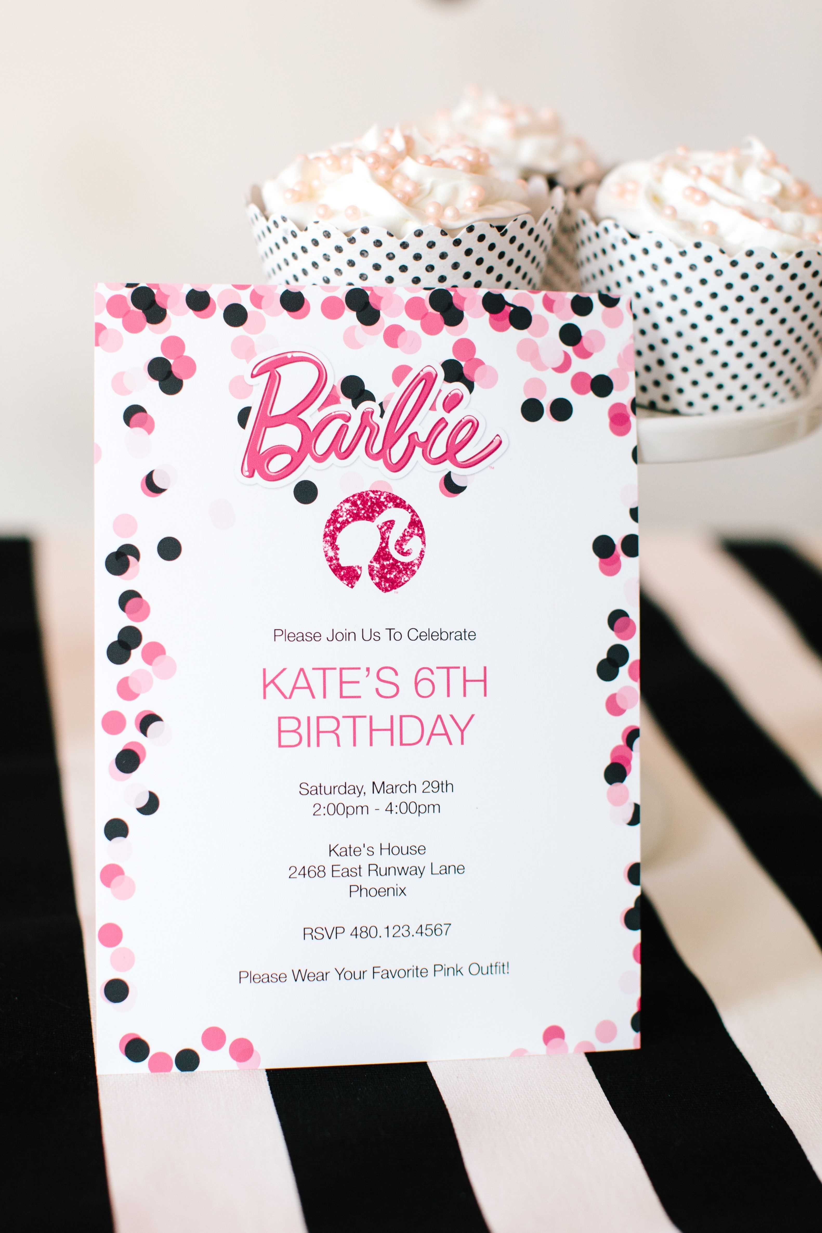 Barbie Birthday Party With Free Printable Barbie Designs - Free Printable Polka Dot Birthday Party Invitations