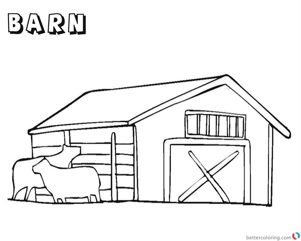 Barn Coloring Pages - Barn Coloring Pages With Two Cows Free - Free Printable Barn Coloring Pages