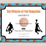 Basketball Sports Award Certificate 8.5 X 11 Printable Digital File   Basketball Participation Certificate Free Printable