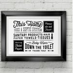 Bathroom Sign Septic System Do Not Flush Toilet Sign Pdf | Etsy   Free Printable Do Not Flush Signs