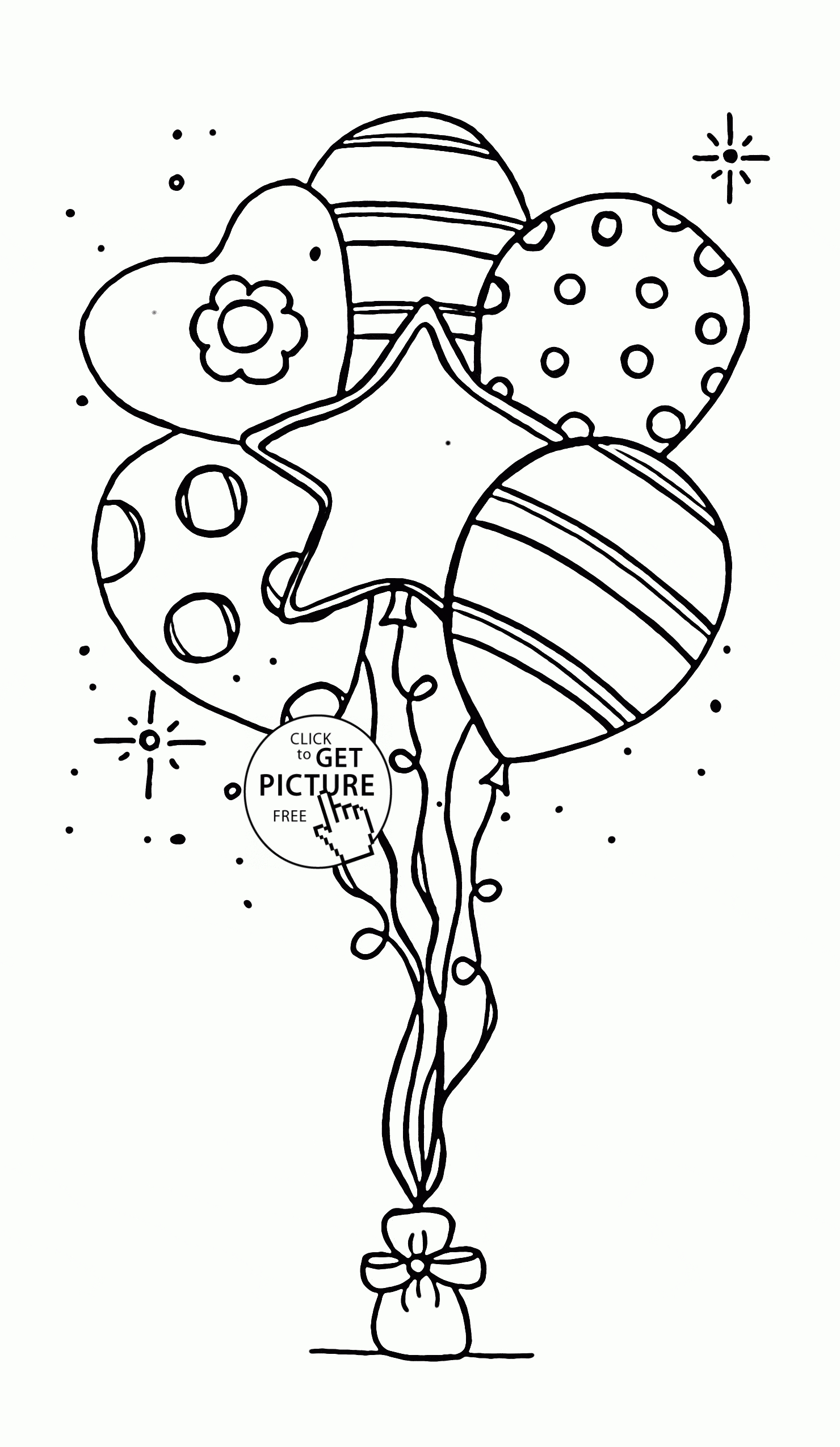 Beautiful Balloons For Birthday Coloring Page For Kids, Holiday - Free Printable Pictures Of Balloons