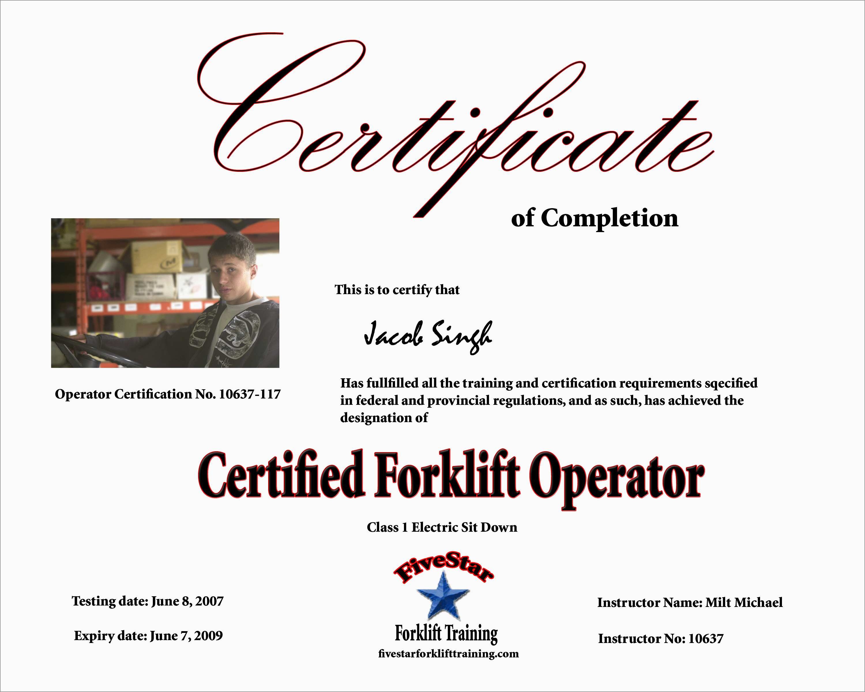 Beautiful Forklift Certification Card Template Free | Best Of Template - Free Printable Forklift License Template