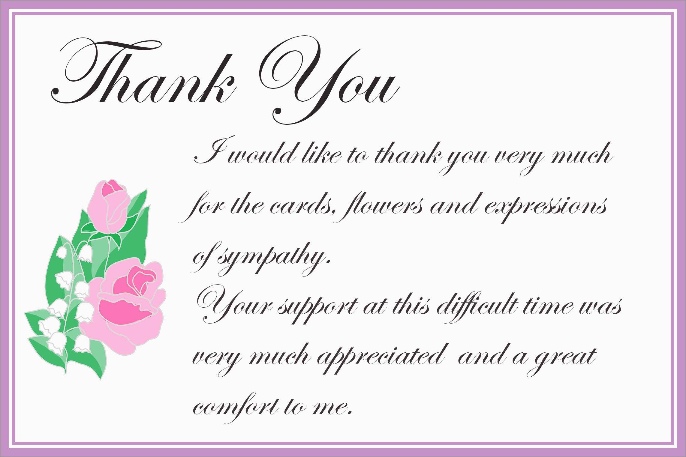 Funeral Thank You Card Sample