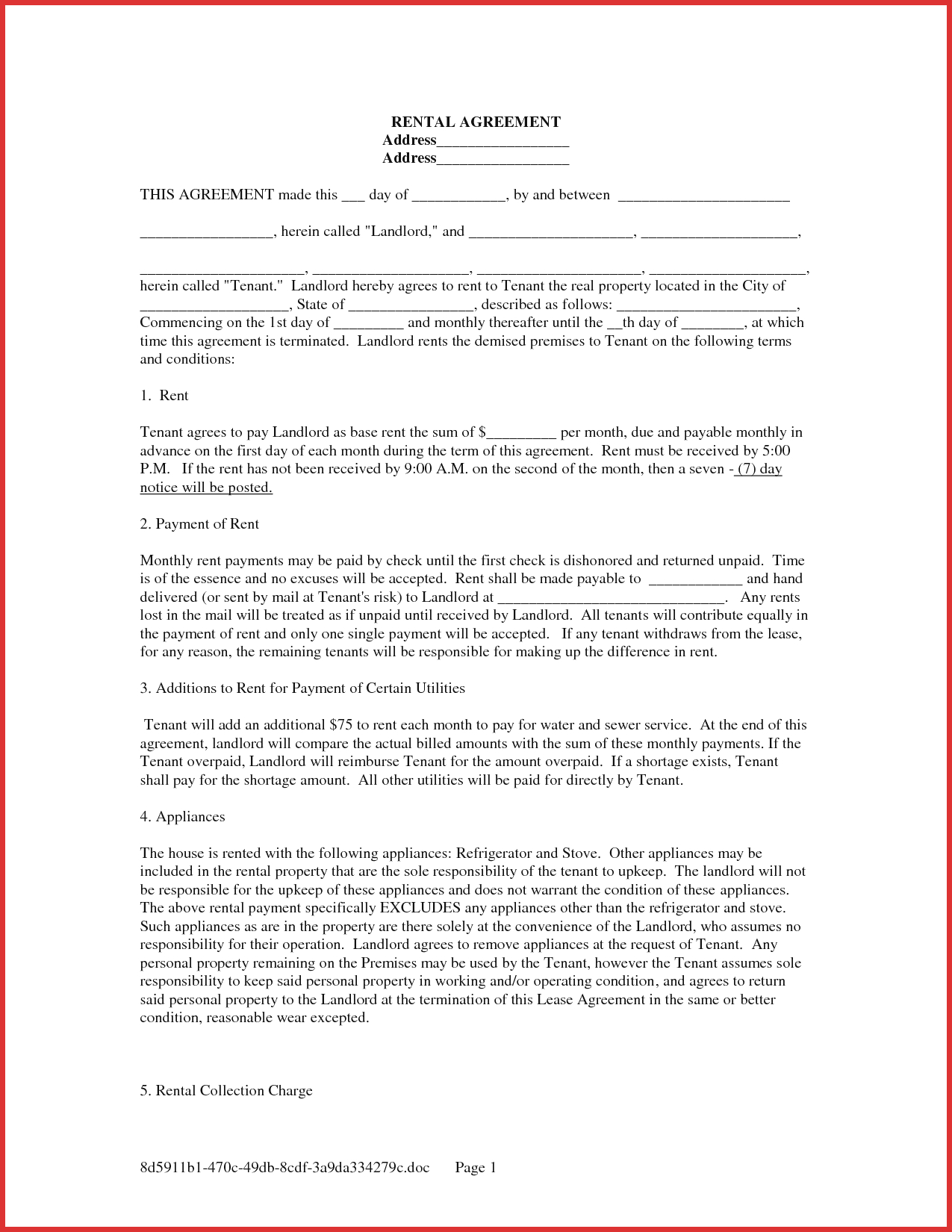 Beautiful Rent Lease Agreement | Cobble Usa - Free Printable Rental Lease Agreement