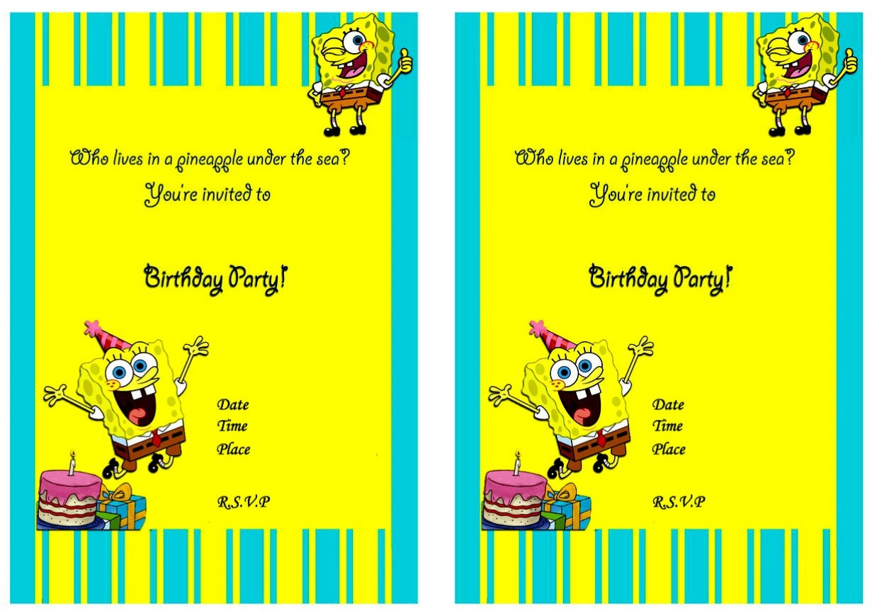 Beautiful Spongebob Birthday Invitations Free Invitation Template - Spongebob Free Printable Invitations