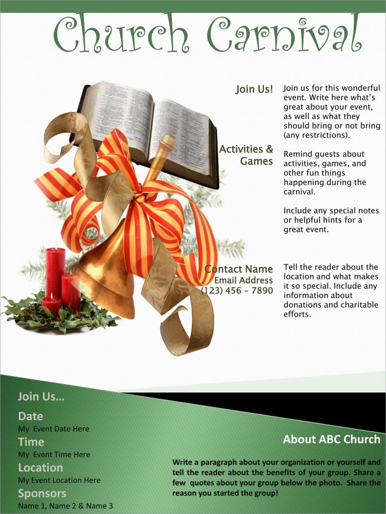 Printable Free Church Brochure Template For Microsoft Word Printable