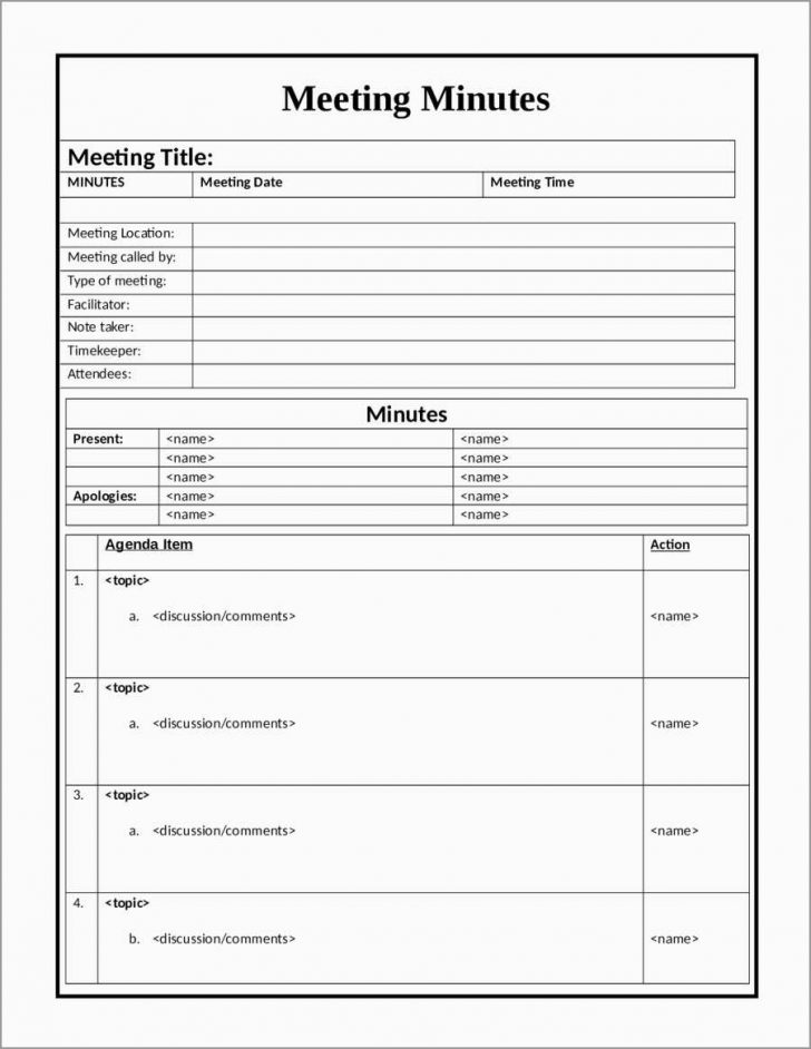 Meeting Minutes Template Free Printable