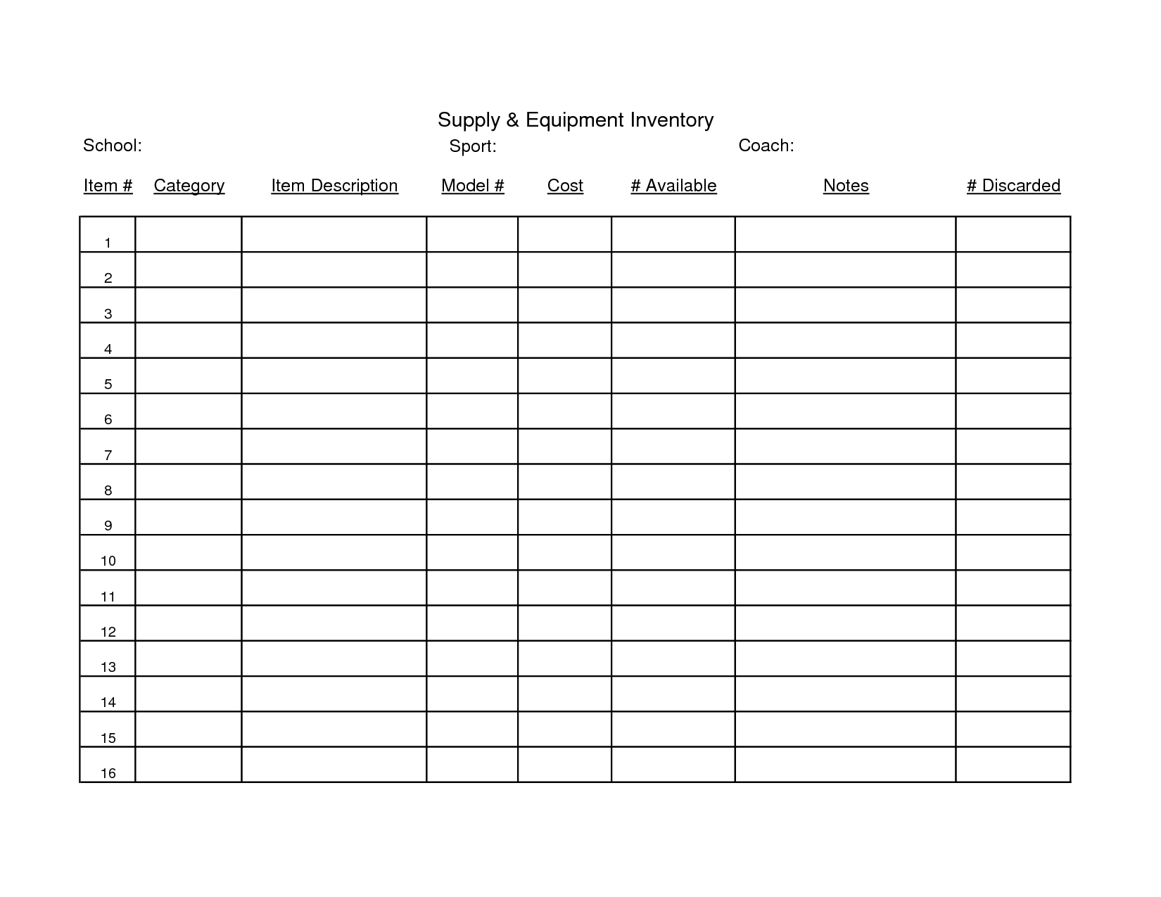 Free Printable Inventory Sheets Inventory Spreadsheet Template For  Vrogue