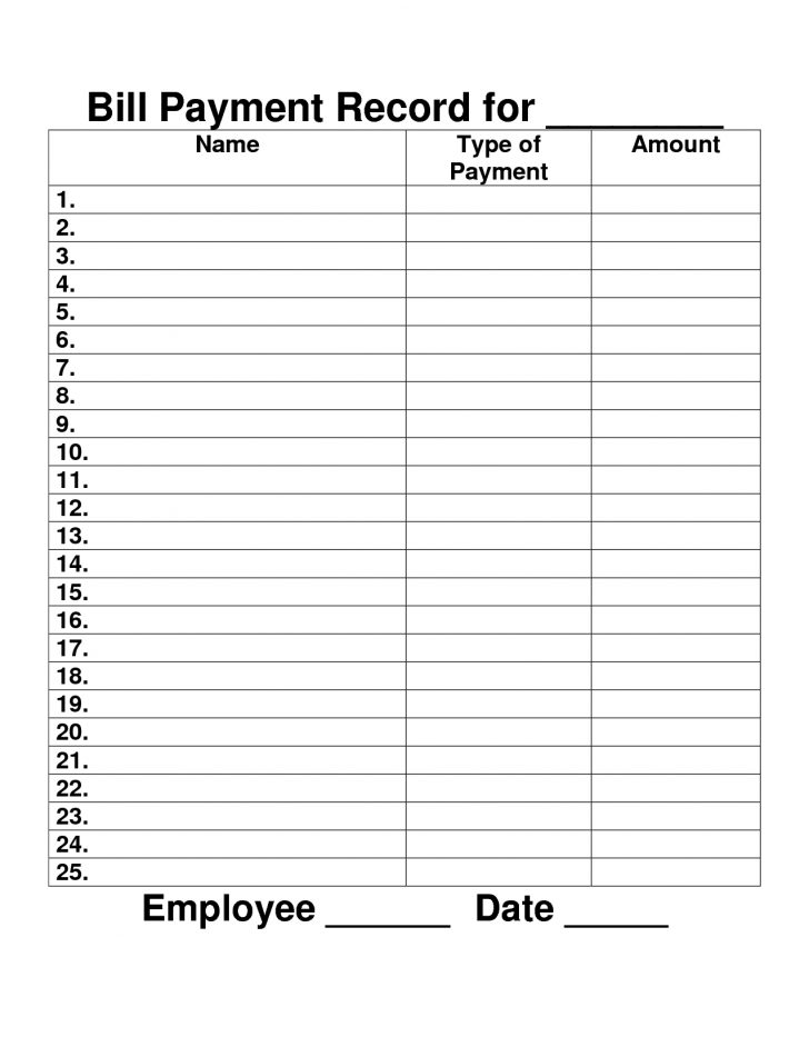Free Printable Bill Payment Schedule