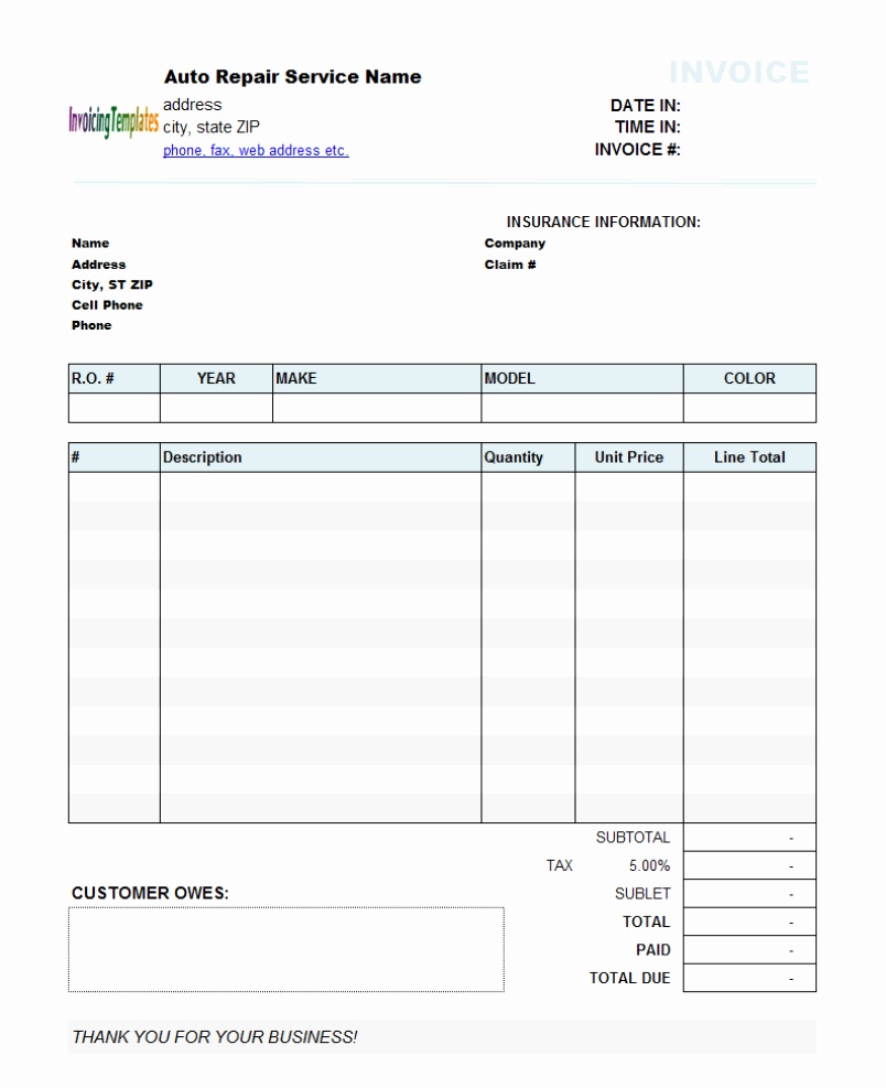 auto repair invoice software free download