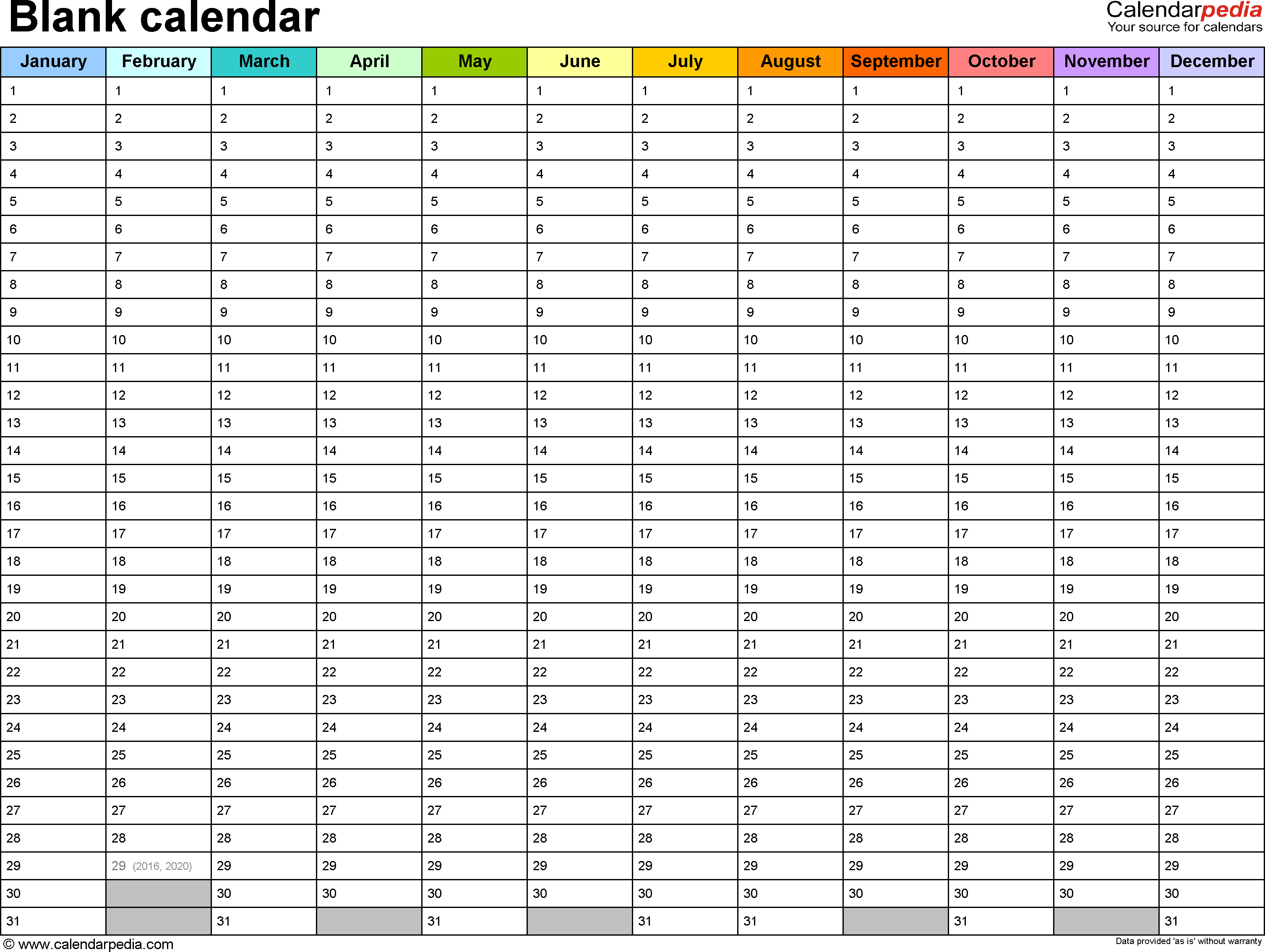 Blank Calendar - 9 Free Printable Microsoft Word Templates - Free Printable Templates