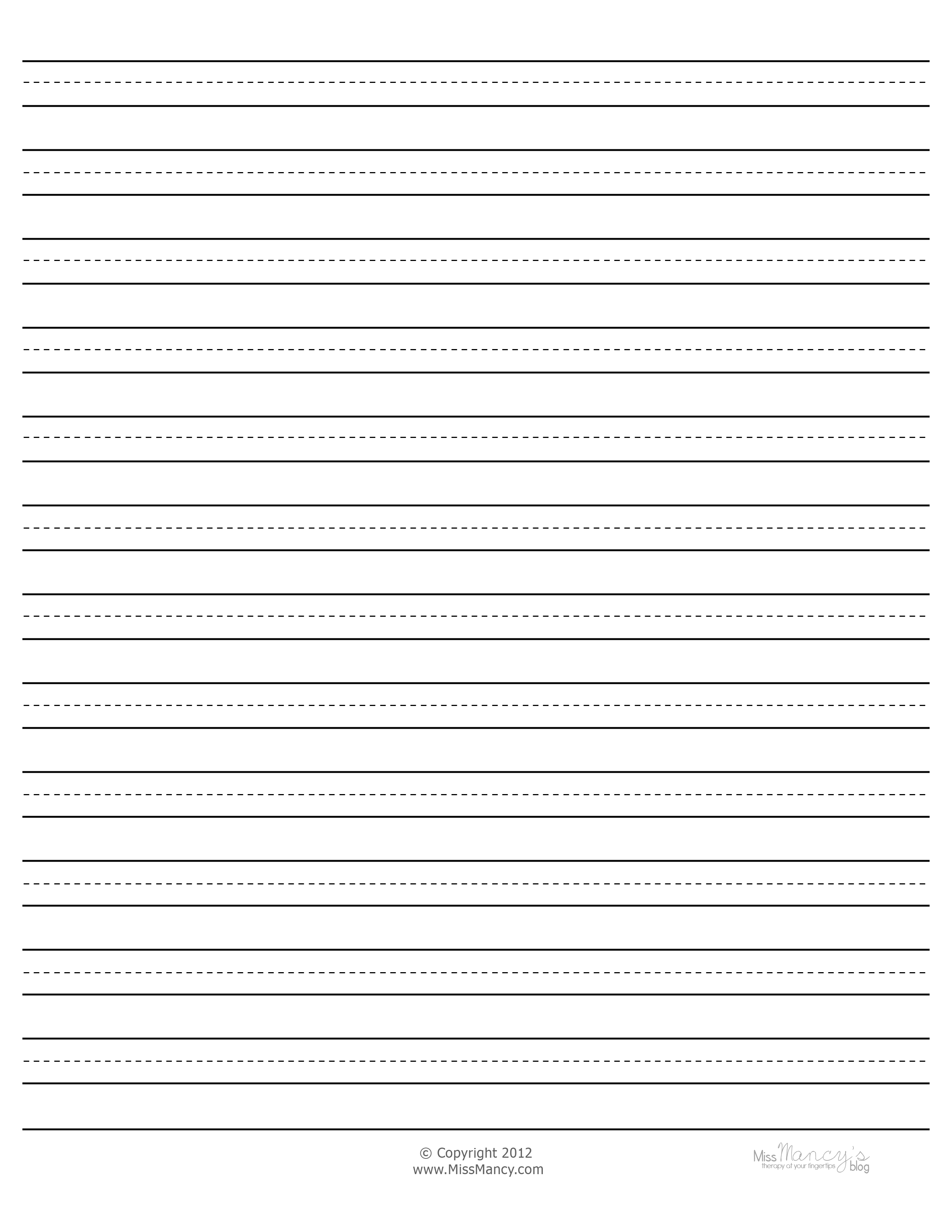 Blank Cursive Writing Paper » Blank Cursive Writing Paper Template - Free Printable Handwriting Paper For First Grade