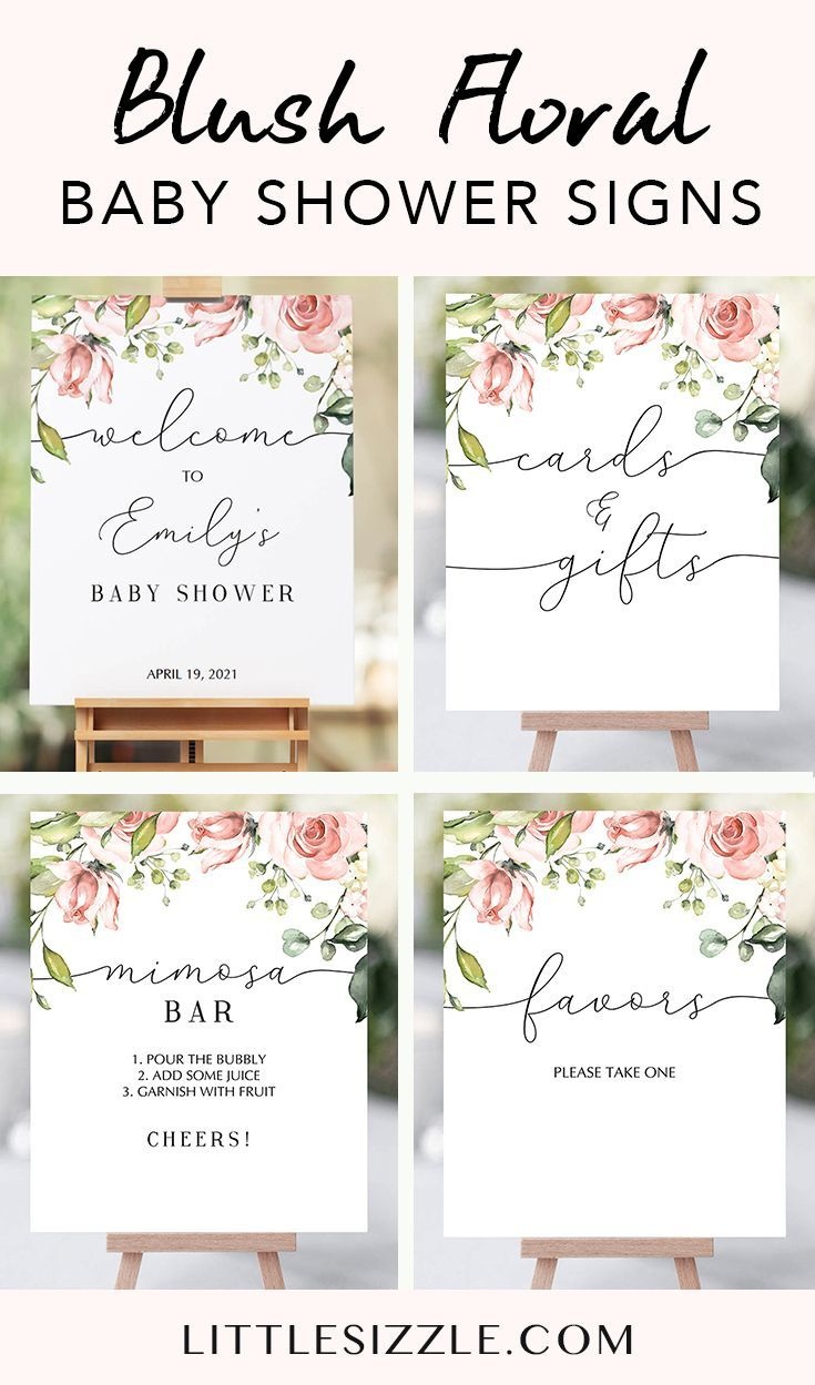Blush Floral Baby Shower Signs Package Printable In 2019 | Party - Free Printable Baby Shower Table Signs