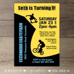Bmx Party / Skate Park Birthday Party Invitations / Skateboard | Etsy   Free Printable Skateboard Birthday Party Invitations