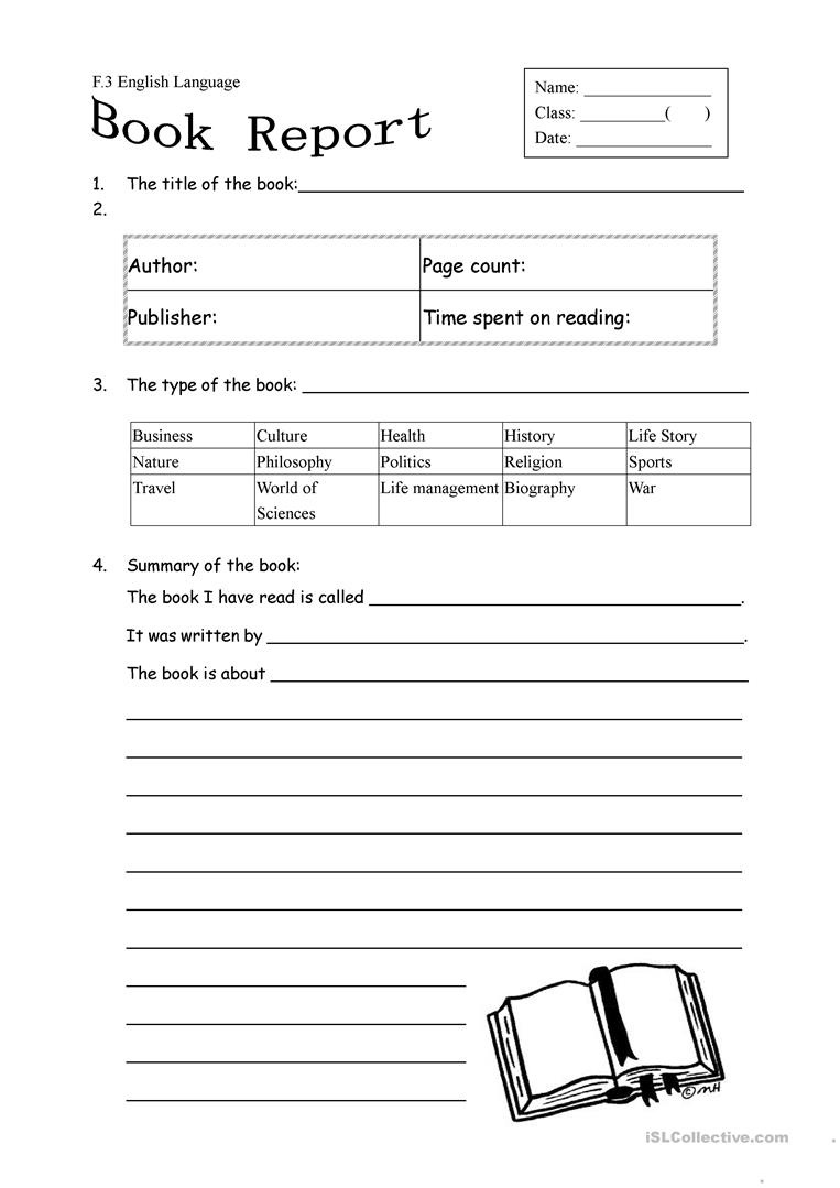 Book Report Form For Non Fiction Worksheet - Free Esl Printable - Free Printable Book Report Forms For Elementary Students