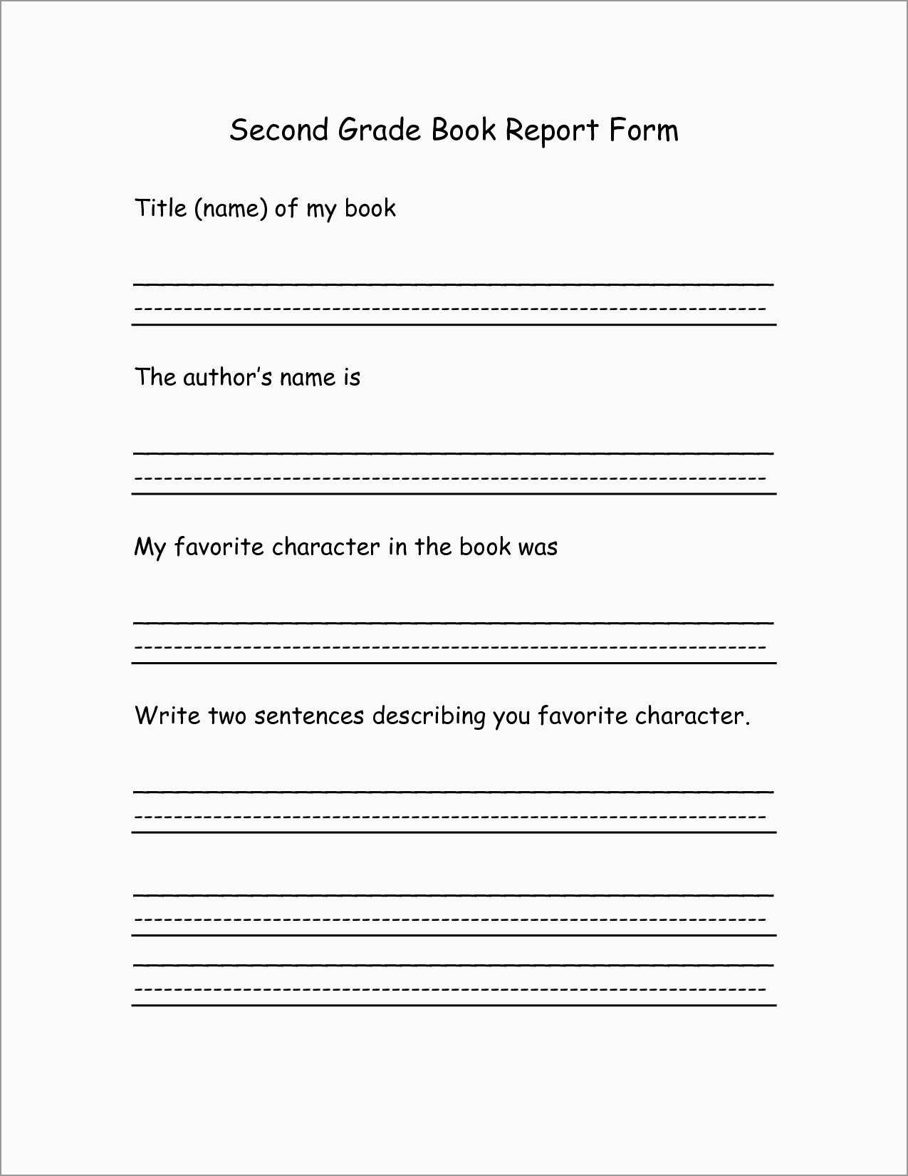 Book Report Template 2Nd Grade Free New 8 Best Of 2Nd Grade Book - Free Printable Book Report Forms For Elementary Students