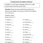 Breaking Words Into Syllables Worksheets | Worksheets | Syllable   Free Printable Open And Closed Syllable Worksheets