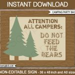 Camping Party Sign Backdrop | Camping Party Decorations   Free Printable Camping Signs