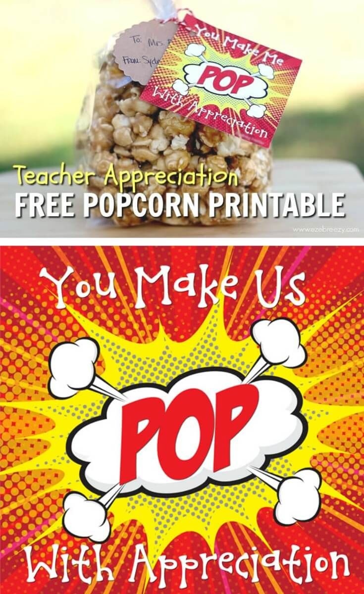Caramel Popcorn | Recipe | Gift Ideas | Teacher Appreciation Gifts - Free Popcorn Teacher Appreciation Printable