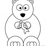 Cartoon Polar Bear With Fish Coloring Page | Free Printable Coloring   Polar Bear Printable Pictures Free
